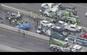 RAW: Aerial footage of deadly pileup crash in Fort Worth, Texas involving up to 100 vehicles