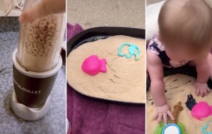 This Mom Put Cheerios In A Blender To Make Edible Sand For Her Baby and It Is Genius